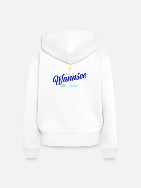 Berlin: Wannsee-Skipper mit Anker - Frauen Premium Bio Zip Hoodie - Weiß