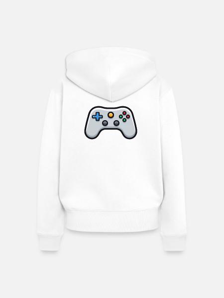 Gamepad-Logo, Controller, Retro-Konsole - Frauen Premium Bio Zip Hoodie - Weiß