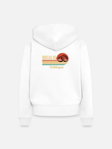 Level 05 Freigeschaltetes Retro-Grafikdesign - Frauen Premium Bio Zip Hoodie - Weiß