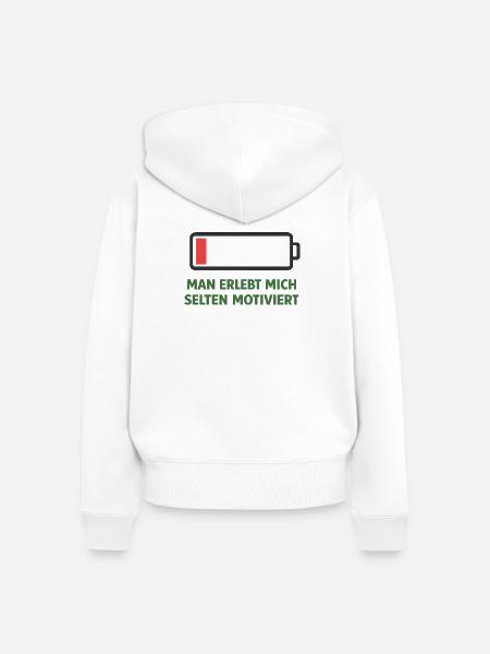 Batterie leer Motivation rar - Frauen Premium Bio Zip Hoodie - Weiß