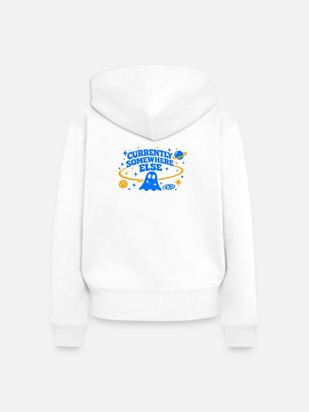 CURRENTLY SOMEWHERE ELSE - Frauen Premium Bio Zip Hoodie - Weiß