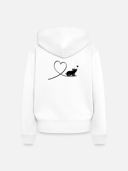 Schwein Herz Silhouette Tierschutz Vegan - Frauen Premium Bio Zip Hoodie - Weiß