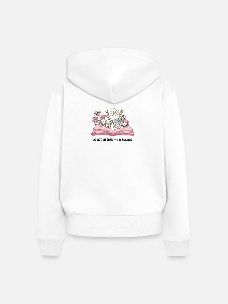 Blumen aus offenem Buch - Frauen Premium Bio Zip Hoodie - Weiß