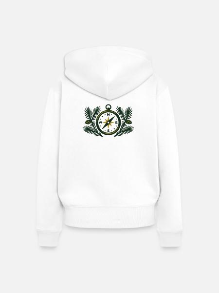 Kompass Nadelwald Logo - Frauen Premium Bio Zip Hoodie - Weiß