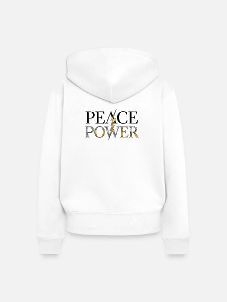 Frieden und Macht - Frauen Premium Bio Zip Hoodie - Weiß