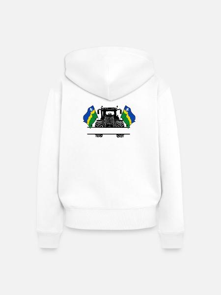 Flevoland_Tractor_Custom_Edition - Frauen Premium Bio Zip Hoodie - Weiß