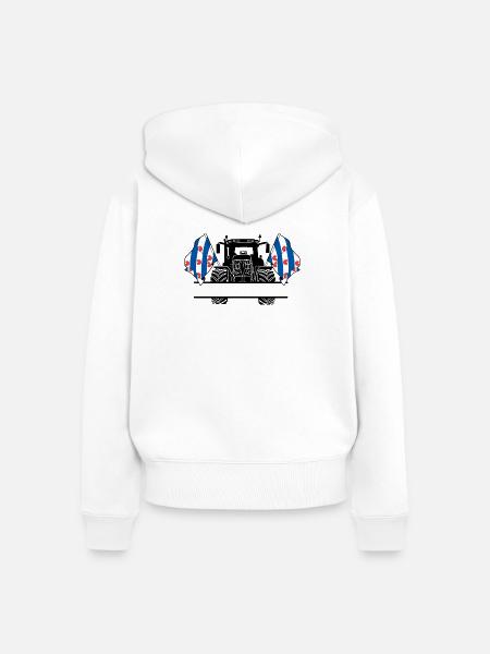 Friesland_Tractor_Custom_Edition - Frauen Premium Bio Zip Hoodie - Weiß