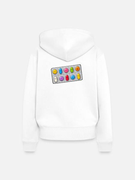 Happy Pills - Frauen Premium Bio Zip Hoodie - Weiß