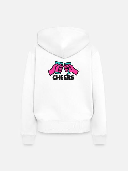 Cheers Anstossen Neon Logo - Frauen Premium Bio Zip Hoodie - Weiß