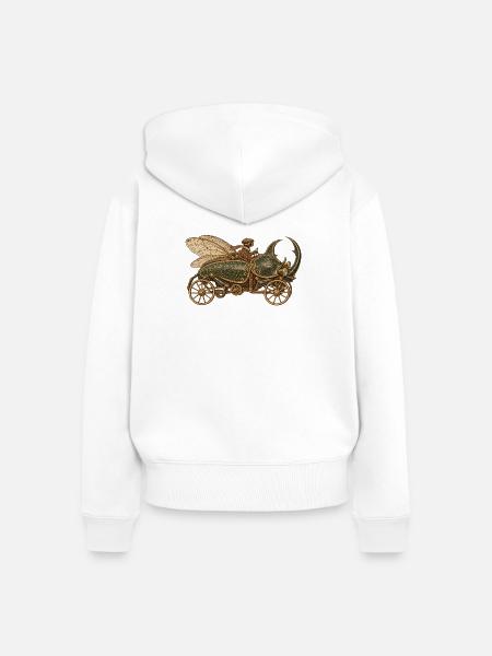 Steampunk Fluginsektenauto - Frauen Premium Bio Zip Hoodie - Weiß
