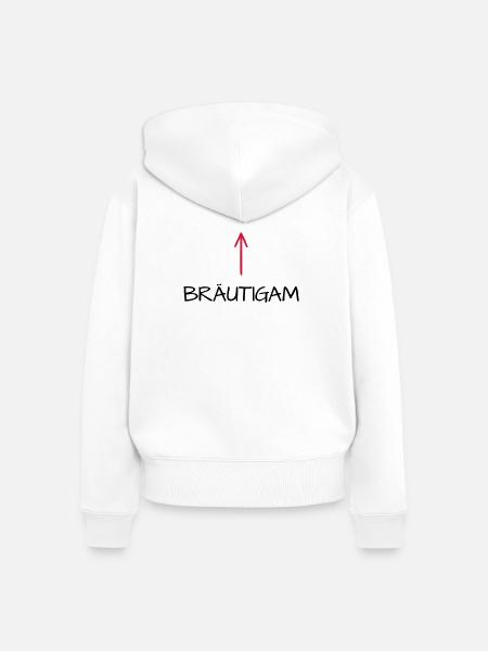 Bräutigam Junggesellenabschied Pfeil - Frauen Premium Bio Zip Hoodie - Weiß