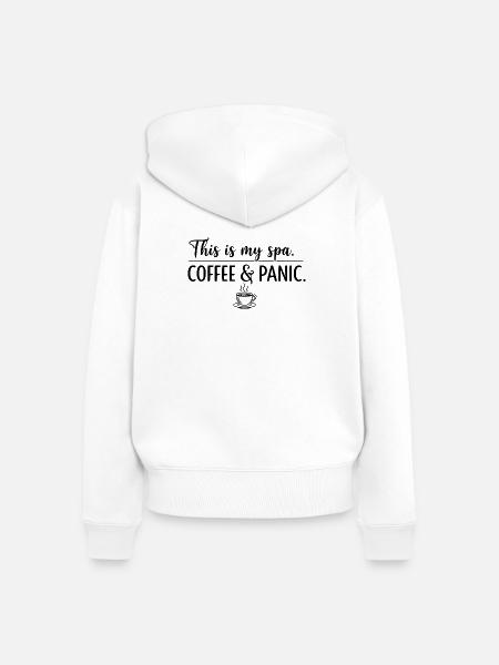 Kaffee- und Panik-Spa - Frauen Premium Bio Zip Hoodie - Weiß