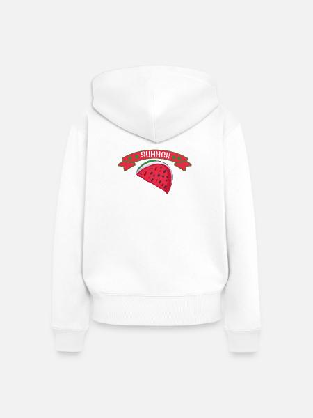 Wassermelone Sommer - Frauen Premium Bio Zip Hoodie - Weiß