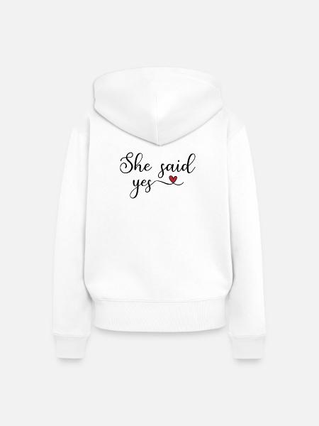 sie hat ja gesagt - Frauen Premium Bio Zip Hoodie - Weiß