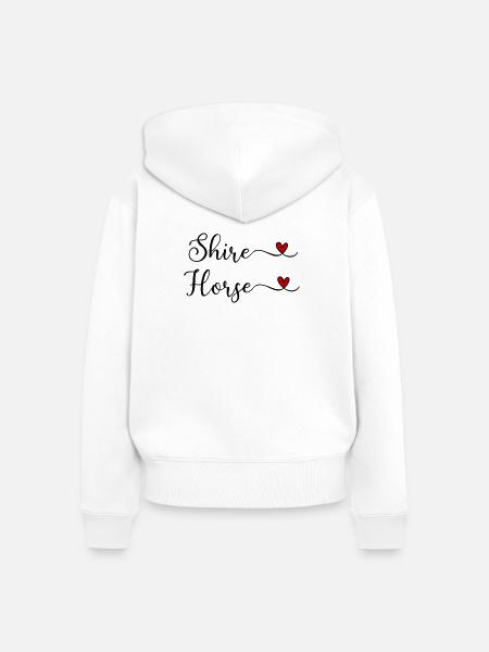 Shire-Pferd mit Herz - Frauen Premium Bio Zip Hoodie - Weiß