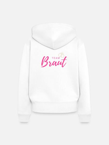 Team Braut Pink Script - Frauen Premium Bio Zip Hoodie - Weiß