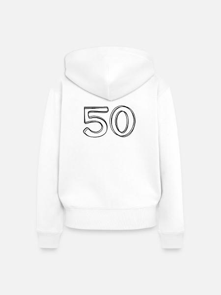 Zahl 50 handgezeichnet - Frauen Premium Bio Zip Hoodie - Weiß