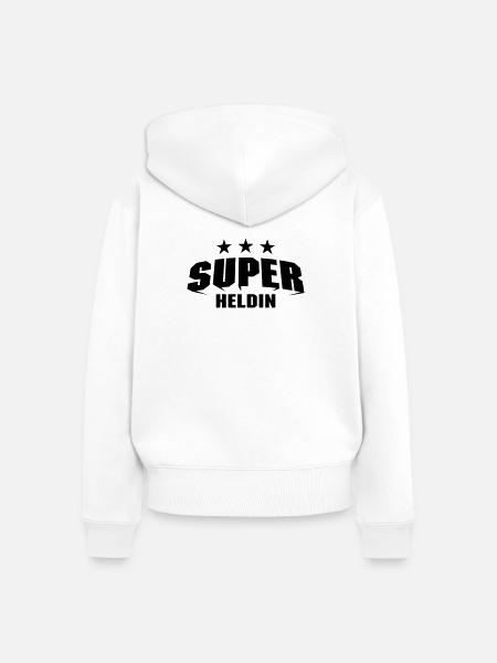 Super Heldin - Frauen Premium Bio Zip Hoodie - Weiß