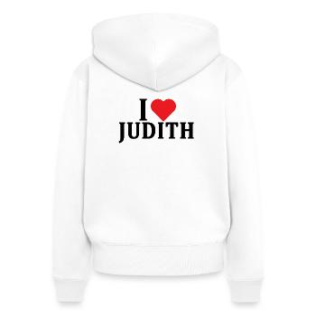 T-Shirt Ich liebe Judith T-Shirt Geschenkidee - Frauen Premium Bio Zip Hoodie - Weiß - Hinten - AI Model Female 172 light (172cm)