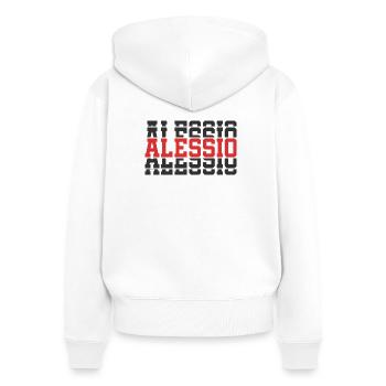 Alessio T-Shirt T-Shirt gestapelter Text Geschenkidee - Frauen Premium Bio Zip Hoodie - Weiß - Hinten - AI Model Female 172 light (172cm)
