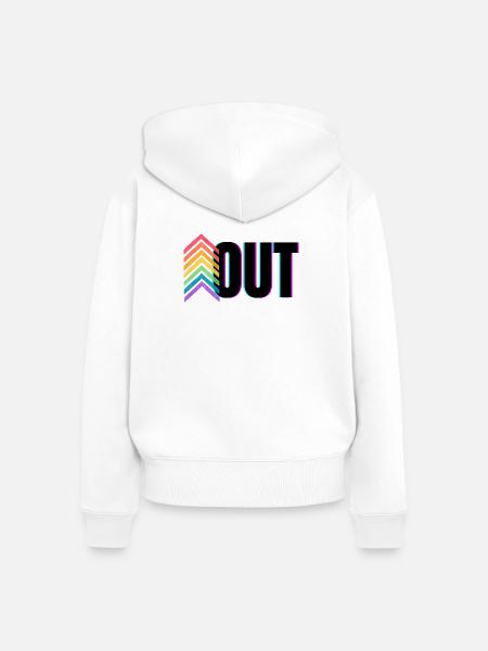 Pride Rainbow Logo Out - Frauen Premium Bio Zip Hoodie - Weiß