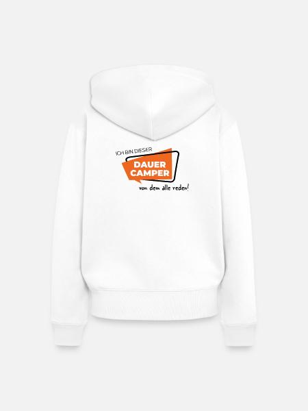 Dauercamper - Frauen Premium Bio Zip Hoodie - Weiß