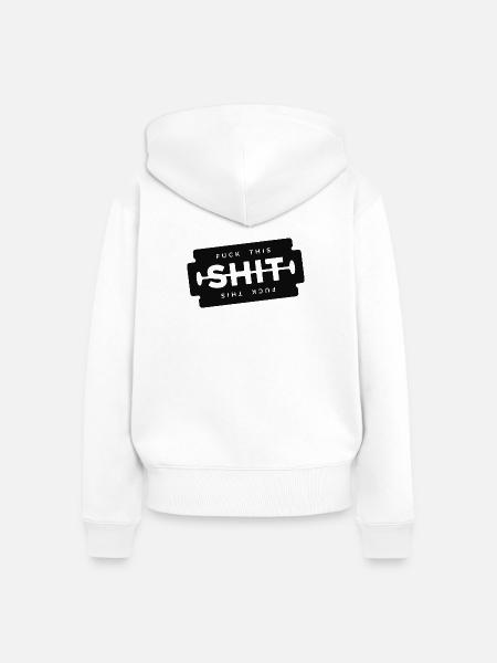 Scheiß auf diese beschissene Rasierklinge - Frauen Premium Bio Zip Hoodie - Weiß