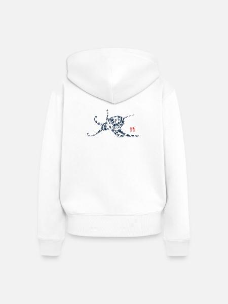 Oktopus mit Kanji Stamp - Frauen Premium Bio Zip Hoodie - Weiß