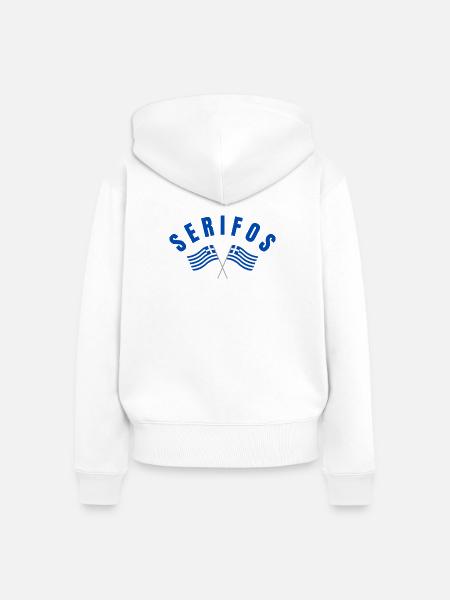 Serifos Griechische Flaggen - Frauen Premium Bio Zip Hoodie - Weiß