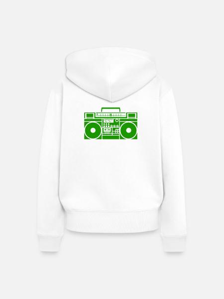 Ghettoblaster Boombox Silhouette - Frauen Premium Bio Zip Hoodie - Weiß