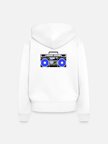 Ghettoblaster Radio - Frauen Premium Bio Zip Hoodie - Weiß