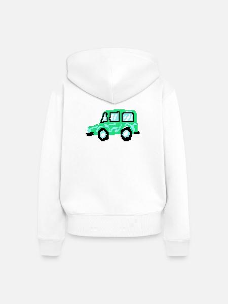 pixel car - Frauen Premium Bio Zip Hoodie - Weiß