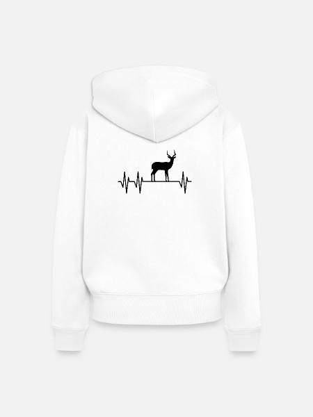 Antilope Herzschlag Silhouette - Frauen Premium Bio Zip Hoodie - Weiß