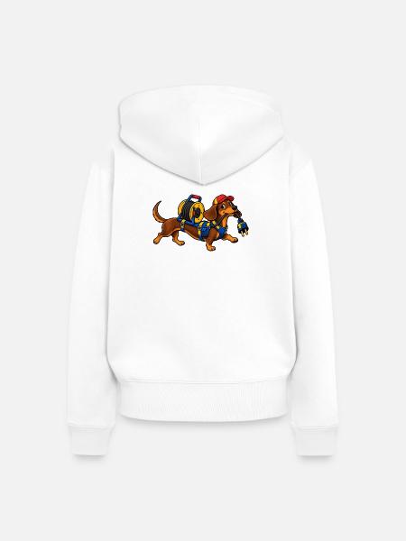 Dackel auf Draht - Frauen Premium Bio Zip Hoodie - Weiß