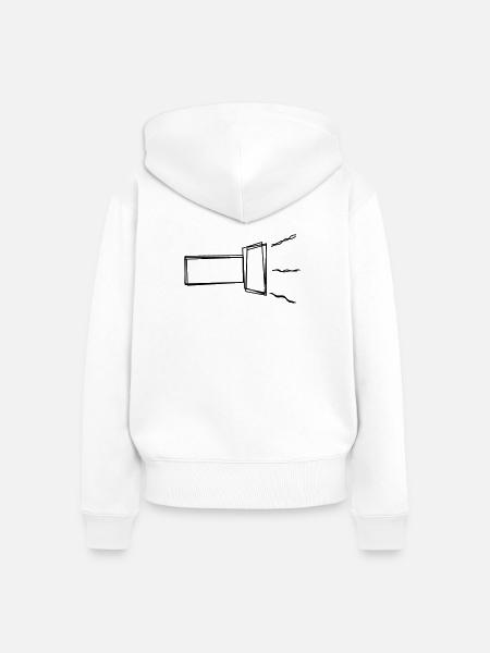 Taschenlampe handgezeichnet - Frauen Premium Bio Zip Hoodie - Weiß