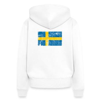 Schweden Flagge Fahne Grunge Retro Vintage - Frauen Premium Bio Zip Hoodie - Weiß - Hinten - AI Model Female 172 light (172cm)