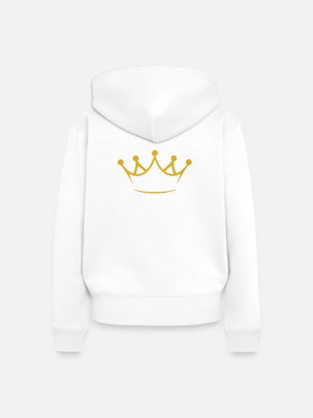 Goldene Krone - Frauen Premium Bio Zip Hoodie - Weiß