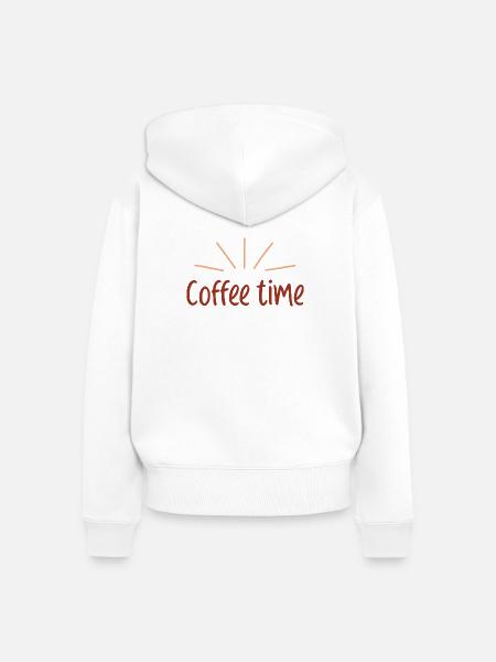 Retro Sunshine Time Kaffee - Frauen Premium Bio Zip Hoodie - Weiß