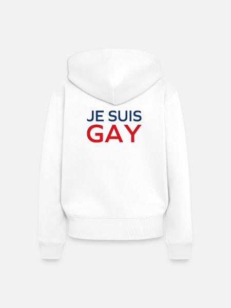 Ich bin schwul - Frauen Premium Bio Zip Hoodie - Weiß