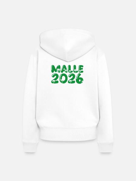 Malle 2026 - Frauen Premium Bio Zip Hoodie - Weiß