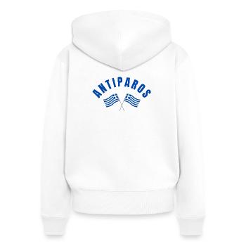 Drapeaux grecs d’Antiparos - Sweat à capuche zippé Premium bio Femme - blanc - Dos - AI Model Female 172 light (172cm)