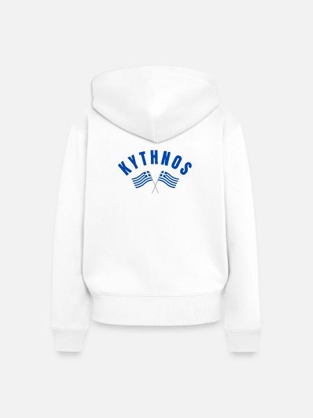 Kythnos-griechische Flaggen - Frauen Premium Bio Zip Hoodie - Weiß