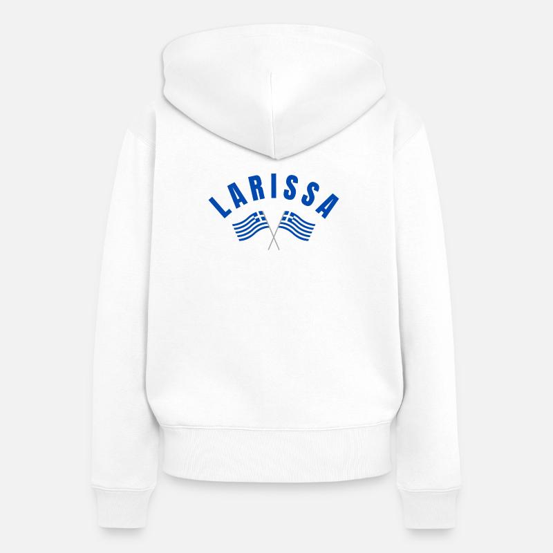 Drapeaux grecs de Larissa - Sweat à capuche zippé Premium bio Femme - blanc