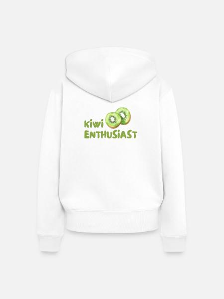 Kiwi Enthusiast - Frauen Premium Bio Zip Hoodie - Weiß