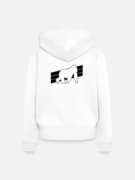 Affe Silhouette - Frauen Premium Bio Zip Hoodie - Weiß