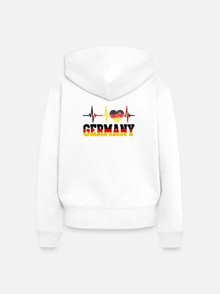 Deutschland Herzschlag - Frauen Premium Bio Zip Hoodie - Weiß