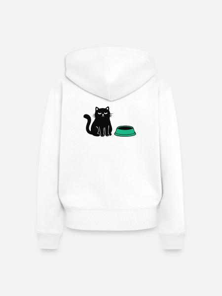 Hungrige Katze Grafik - Frauen Premium Bio Zip Hoodie - Weiß