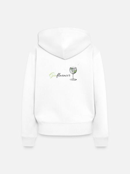 GINFLUENCER - Frauen Premium Bio Zip Hoodie - Weiß