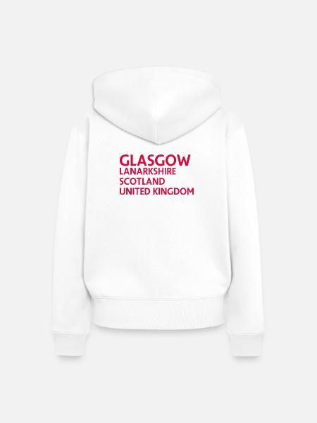 Glasgow – Scotland Textdesign - Frauen Premium Bio Zip Hoodie - Weiß