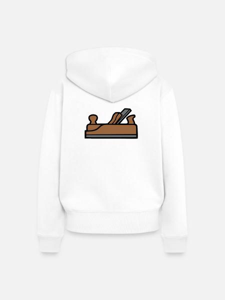 Hobel Tischler Icon - Frauen Premium Bio Zip Hoodie - Weiß